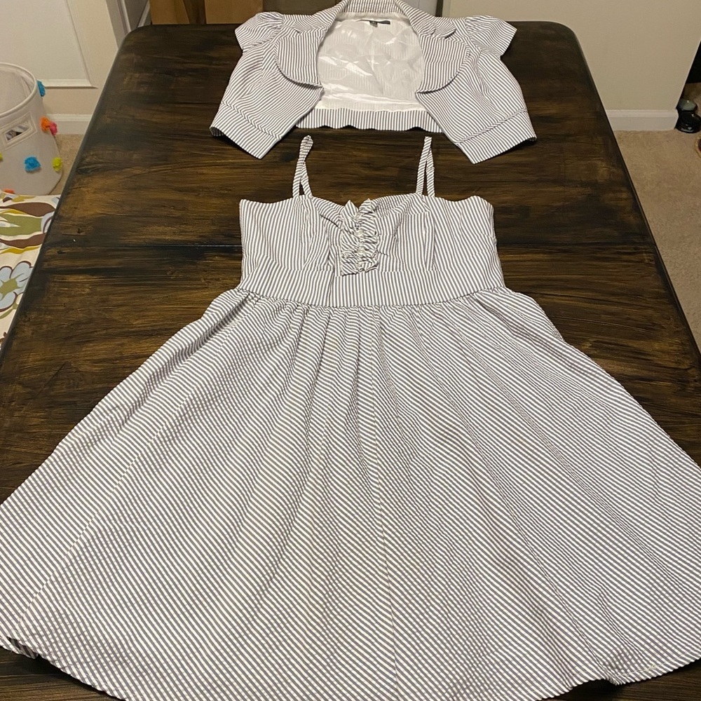 Nine West Striped Dress + Bolero Set 👗 NWOT size 6